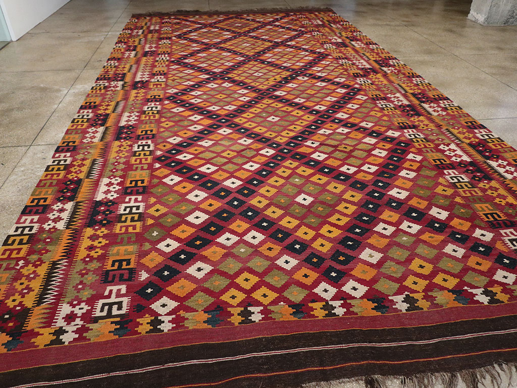 Vintage Scandinavian Flatweave Kilim Oversize Carpet, No.9785 - Galerie Shabab