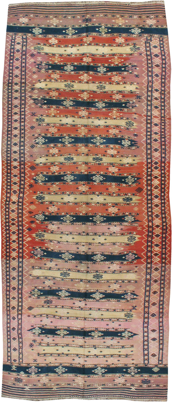 Vintage Afghan Flatweave Kilim Large Gallery Carpet, No.9796 - Galerie Shabab