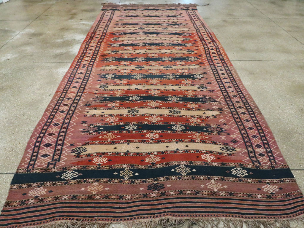 Vintage Afghan Flatweave Kilim Large Gallery Carpet, No.9796 - Galerie Shabab