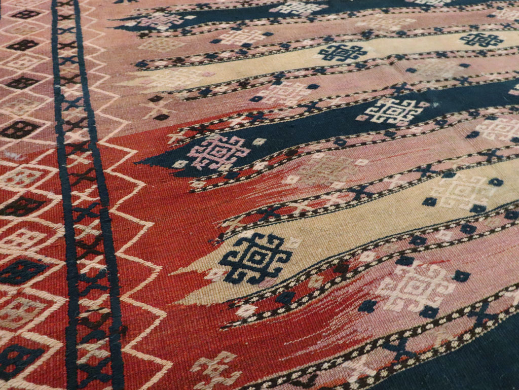 Vintage Afghan Flatweave Kilim Large Gallery Carpet, No.9796 - Galerie Shabab