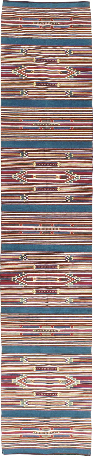 Vintage Persian Flatweave Kilim Runner, No.9799 - Galerie Shabab