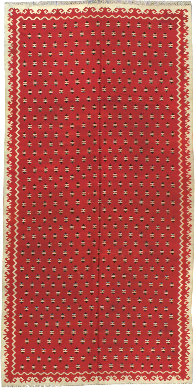 Vintage Bulgarian Flatweave Kilim Gallery Carpet, No.9850 - Galerie Shabab
