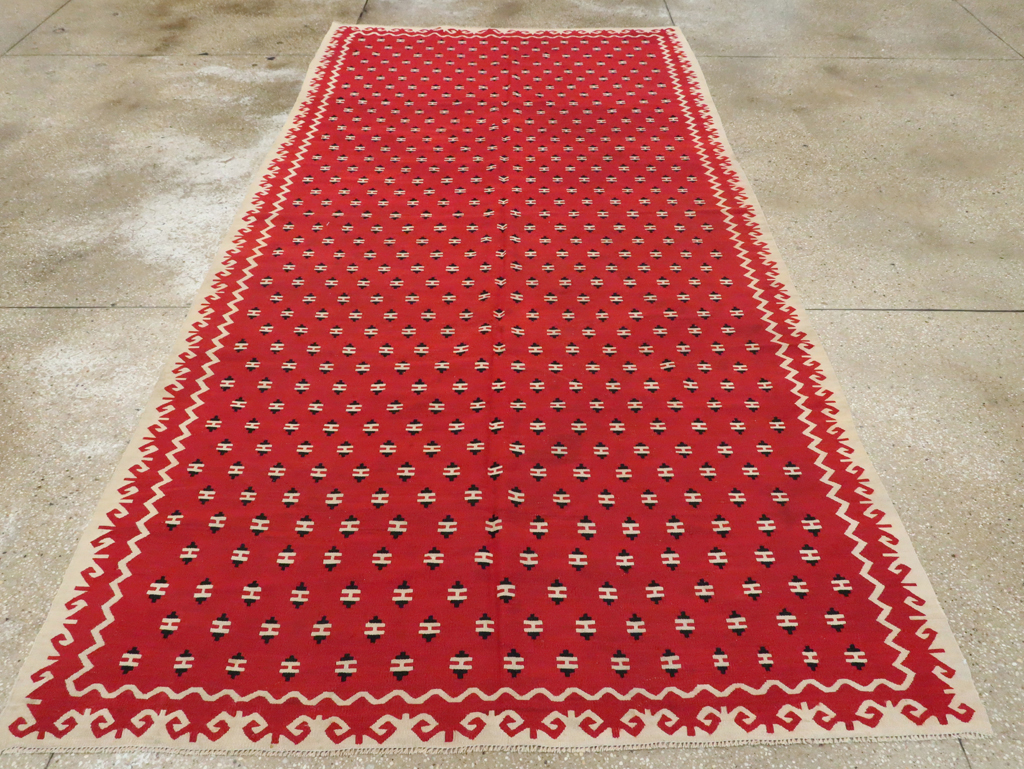 Vintage Bulgarian Flatweave Kilim Gallery Carpet, No.9850 - Galerie Shabab