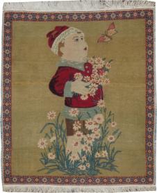 Vintage Persian Kashan Pictorial Rug, No. 11852 - Galerie Shabab 
