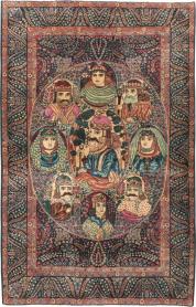 Antique Persian Kerman Pictorial Rug, No. 12703 - Galerie Shabab 