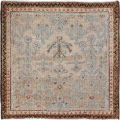 Vintage Persian Joshegan Square Throw Rug, No. 21243 - Galerie Shabab 