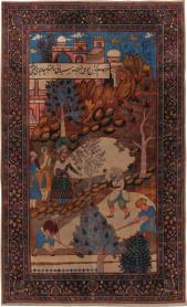 Vintage Indian Lahore Pictorial Rug, No. 23797 - Galerie Shabab 
