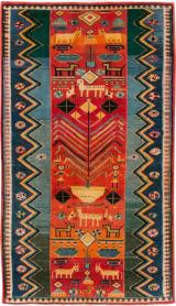 Vintage Persian Pictorial Mahal Rug, No. 27431 - Galerie Shabab 