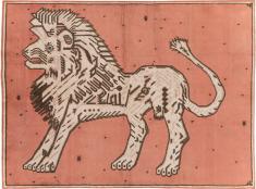 Vintage Khotan Pictorial Lion Rug, No. 28049 - Galerie Shabab 
