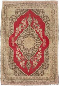 Antique Persian Tabriz Throw Rug, No. 29406 - Galerie Shabab 