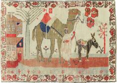 Vintage Turkish Anatolian Pictorial Throw Rug, No. 29767 - Galerie Shabab 