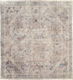 Distressed Vintage Persian Mahal Small Square Room Size Rug, No. 31620 - Galerie Shabab 
